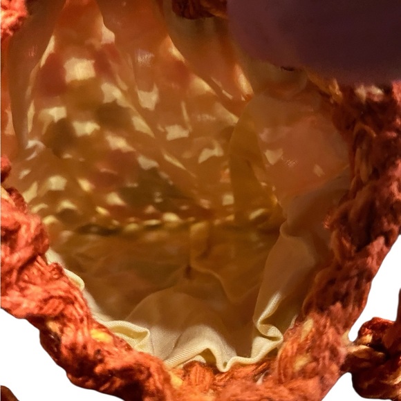 Vintage handcrafted Crochet Multicolored drawstring Bag - Picture 9 of 10